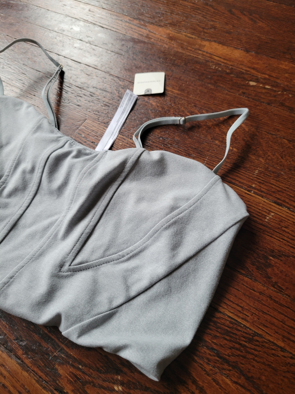 Anthropologie knit corset crop top bustier light grey New Beach Resort Sz Small - Picture 5 of 15